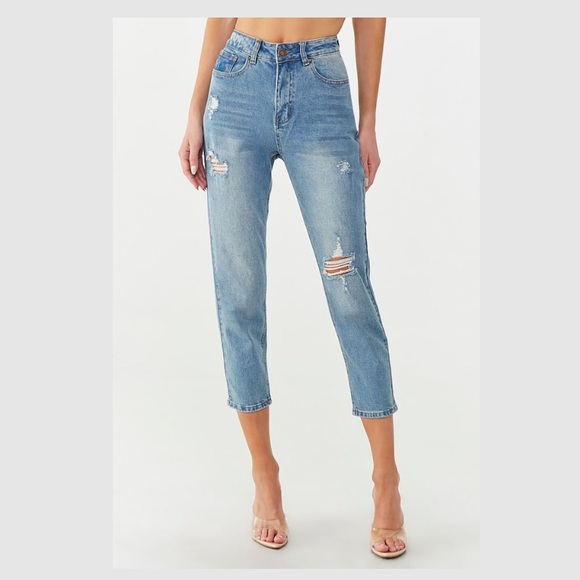 Boyfriend Ripped Straight Pants Jeans - Picture 9 of 11